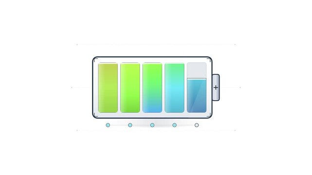 Battery charge status indicator fills up with energy segments