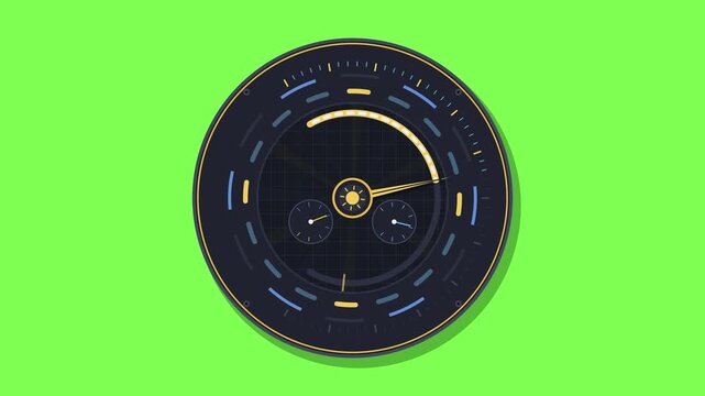 Circular gauge interface shows data measurement progress