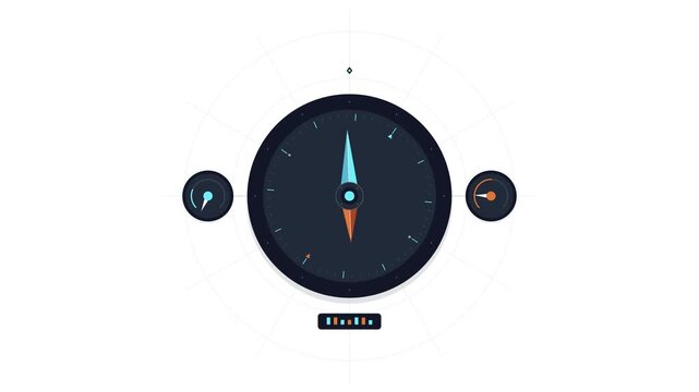 Digital compass interface displays directional navigation and orientation data