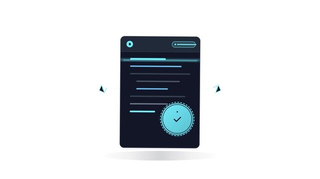 Digital document processing system displays successful completion checkmark