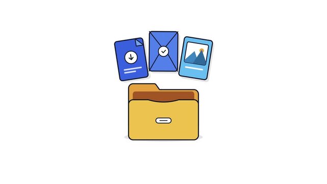 Digital folder icon organizes multiple file documents and media