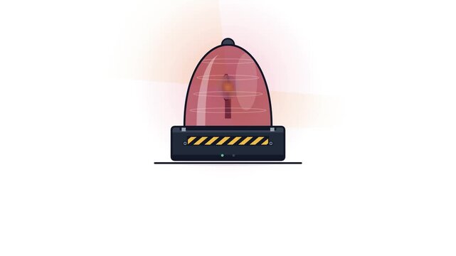Emergency alarm siren rotating with flashing red warning light