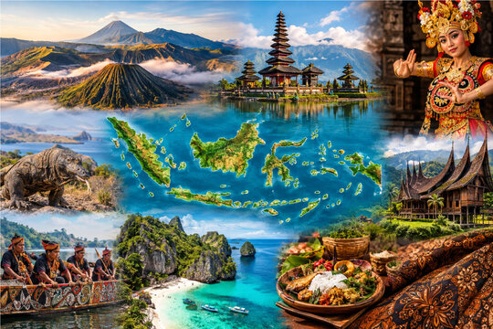 Indonesia Map with Major Tourist Destinations