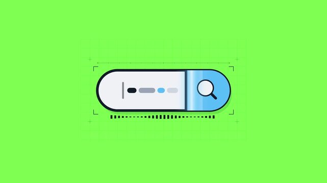 Magnifying glass reveals search bar for digital data analysis