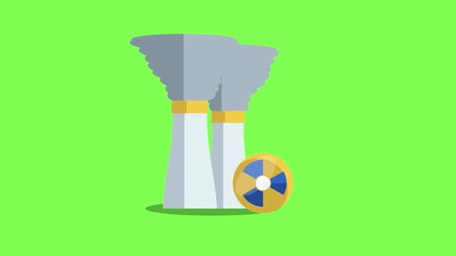 Nuclear power plant cooling towers emit steam into the atmosphere