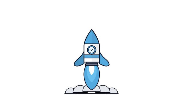 Rocket ship launch sequence represents success and goal completion