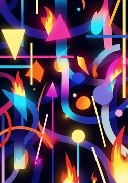Neon Symphony of Shapes Ignited