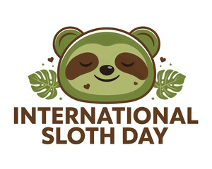 Obraz premium International Sloth Day Vector Art, Adorable Sloth Character Illustration Isolated on White