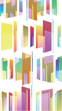 Abstract geometric pattern with colorful transparent glass panels