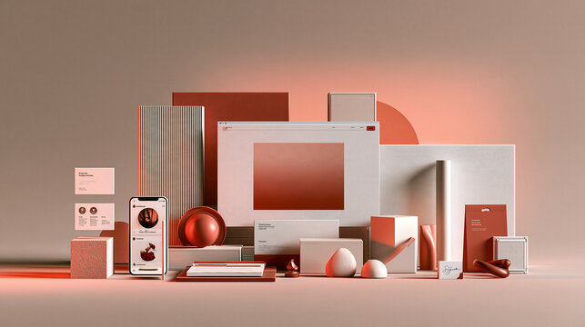 Minimalist Terracotta Corporate Brand Identity and Packaging Mockup