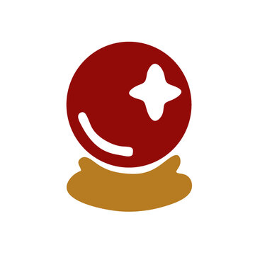 Magic crystal ball vector illustration flat icon isolated on white background for fortune teller branding or web app interface design