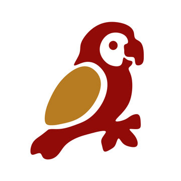 Parrot bird vector illustration flat icon isolated on white background for tropical zoo branding or exotic pet shop logo design