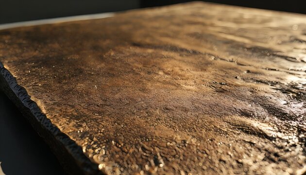 Cast bronze surface seen at an angle with rough sand cast grain