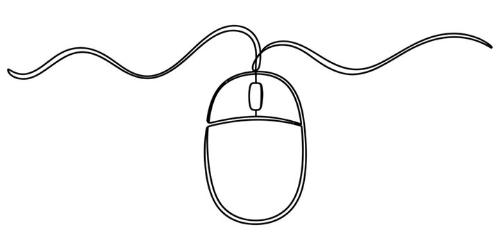 Computer mouse drawn with a single continuous black line