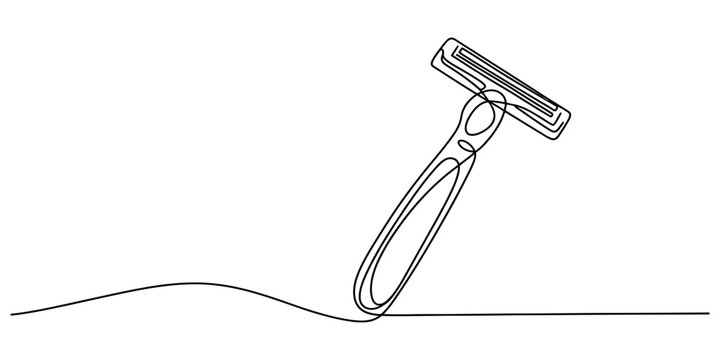 Single continuous line drawing of a manual shaving razor