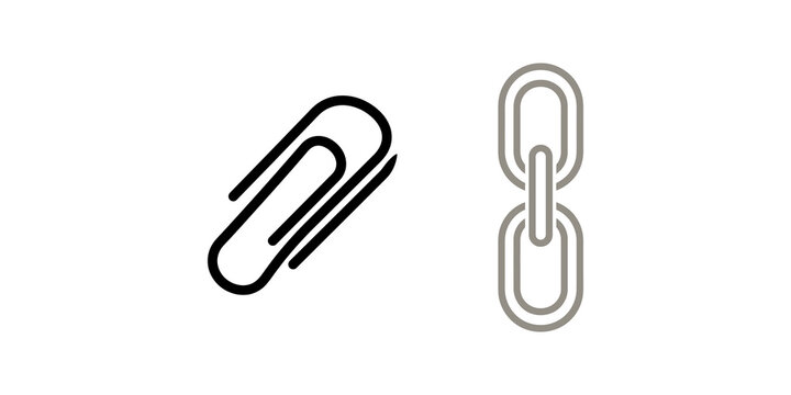 Black paperclip and link chain icons symbolize file attachment and connectivity features for digital document uploads.