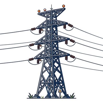 Electric high voltage power transmission tower SUTET vector clipart illustration