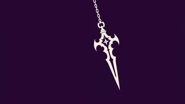Symmetrical gothic swinging pendulum flat vector seamless loop animation on dark purple background