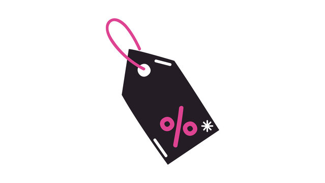 Discount price tag icon with pink percentage symbol for retail marketing campaigns and ecommerce web store design to boost customer