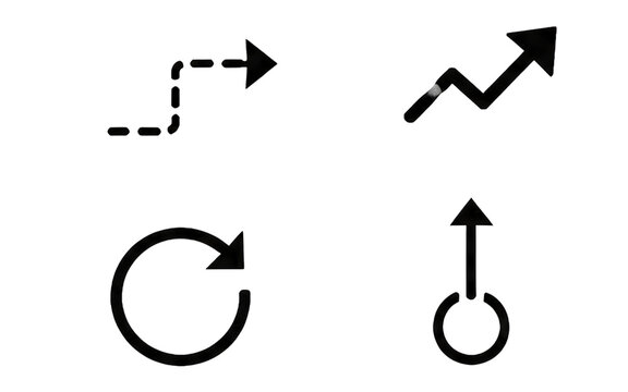 Step, zig-zag, and circular reload loop arrow icons vector set