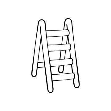  Simple hand drawn black and white step ladder outline vector illustration for graphic design project   