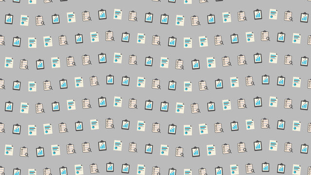 Seamless pattern of documents and charts on clipboards
