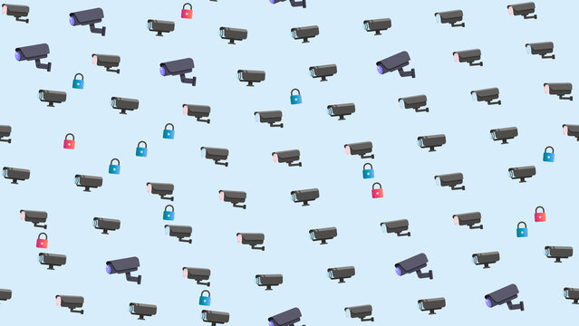 Security cameras and padlocks pattern