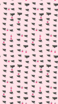 Security cameras and padlocks pattern