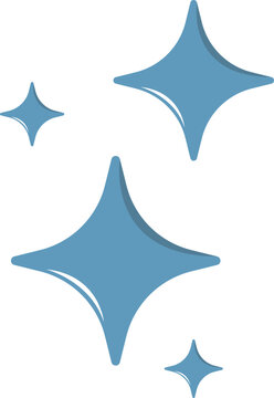 Four Decorative Blue Sparkle Elements for Creative Design and Digital Decoration Projects