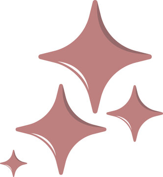 Set of Four Minimalist Dusty Rose Sparkle Icons for Creative Graphic Design Projects