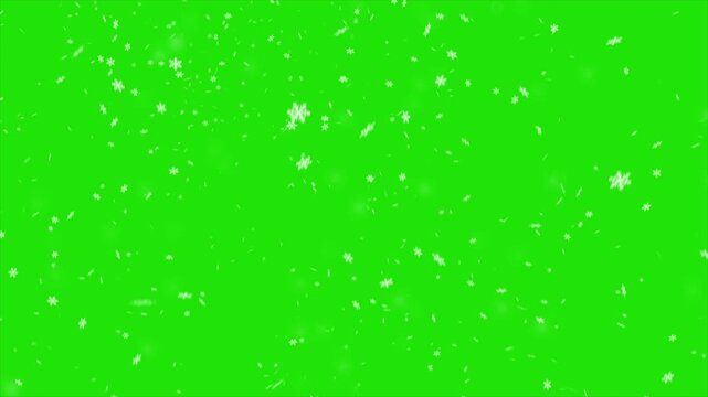 Fine white snow noise particles blowing softly across a bright keyable green screen background