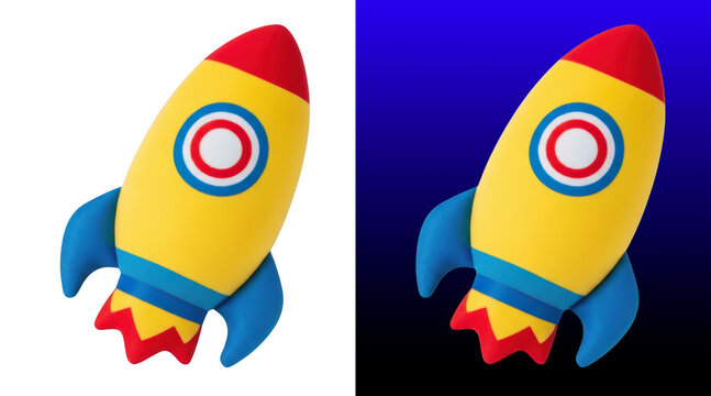 Colorful cartoon rockets flying