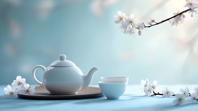 cup of tea and pink flowers