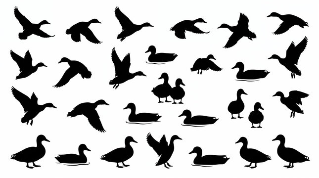  Ducks Silhouettes Vector Art