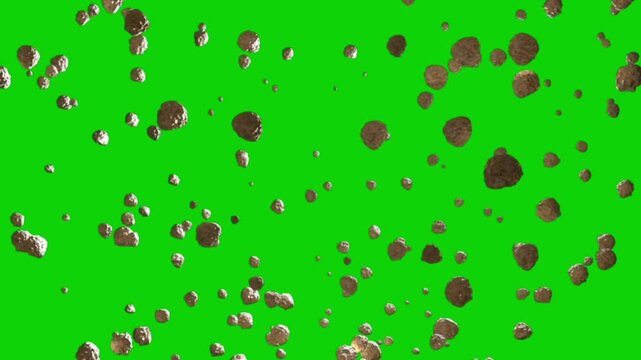 Flying dark blood drops splattering dynamically across a keyable chroma key green screen background