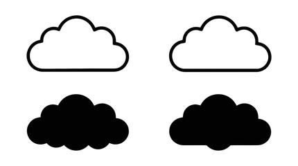 Fototapeta premium Vector illustration of set of cloud icons in outline and solid black styles