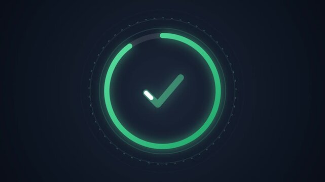 Green Loading Ring Animation Completing Into Success Checkmark