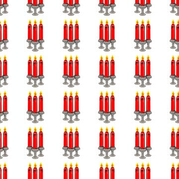 Decorative Red Candle Repeating Pattern with Glowing Flames