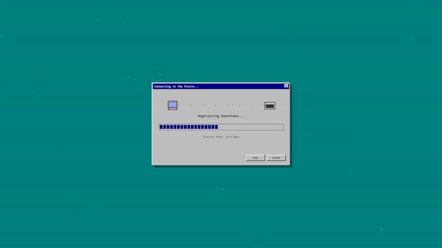 Retro Interface Dialog Box Showing Dial Up Connection Progress
