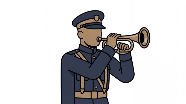 Veteran day vector of military soldier playing bugle trumpet