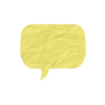 Yellow handmade crumpled textured paper speech bubble scrapbook collages element