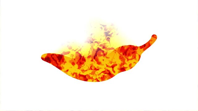 Burning Chili Pepper Depicting Spiciness 4K Animation on White Background