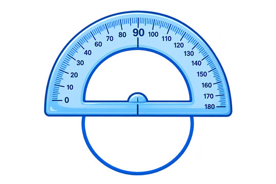 Blue Protractor with Circle, Geometry and Mathematics Education Illustration