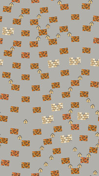 Cartoon Houses and Brick Walls Pattern