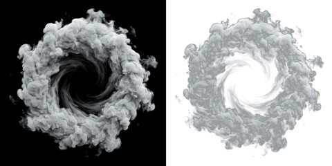 Fototapeta premium Abstract smoke ring vortex isolated on transparent background