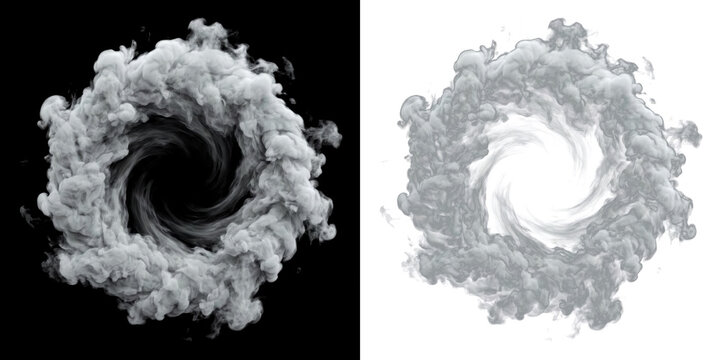 Abstract smoke ring vortex isolated on transparent background