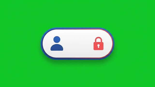 Blocked User Access Button with Padlock on Green Screen