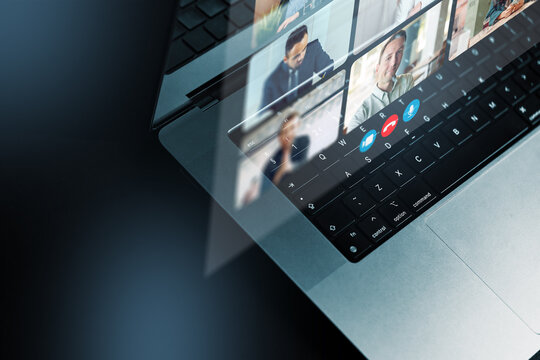 Connecting through social media chats and calls with a laptop