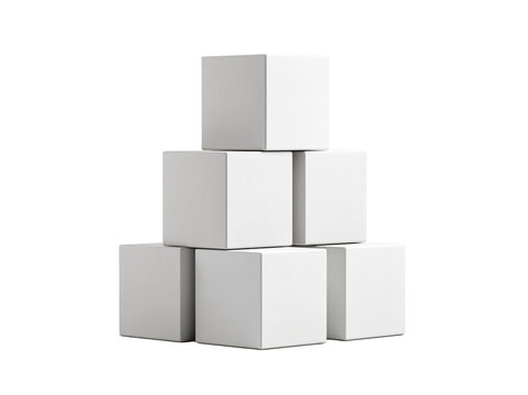 Stack of white cubes isolated on transparent background