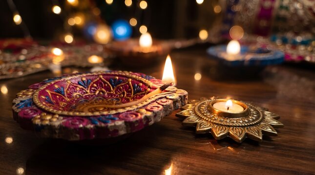 Happy Diwali background flatly image of Diwali Diya with greeting text, 2026 Diwali banner type background
